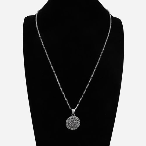 Hot Sale! European & American Style Retro Nordic Viking Five-Star Round Pendant Men's Necklace