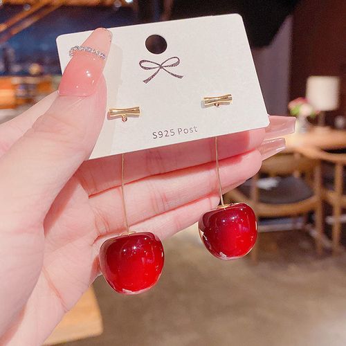 Sweet & Fresh Cherry Light Luxury Fashion Classic Earrings: Gentle, Minimalist & Trending Cherry Red Style