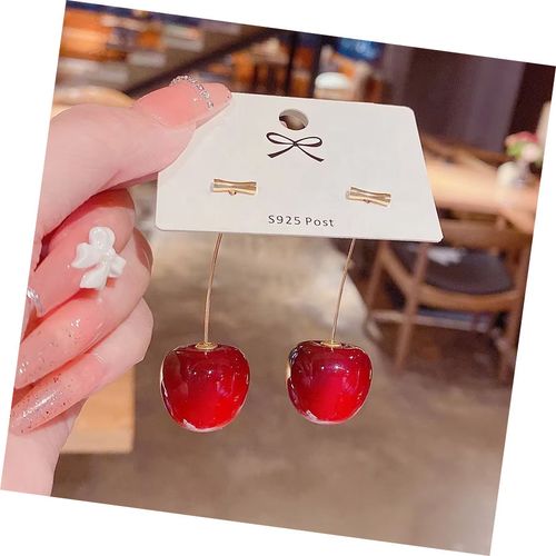 Sweet & Fresh Cherry Light Luxury Fashion Classic Earrings: Gentle, Minimalist & Trending Cherry Red Style