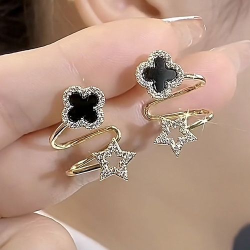 Black Clover Stylish Minimalist Earrings for Women - Unique Design, High-End Feel, Fashionable & Light Luxury Jewelry