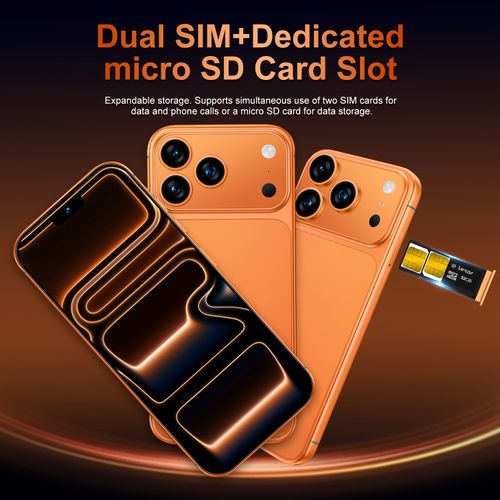 I17 Pro Max Smartphone, MTK6763 Octa-Core CPU, 4GB RAM + 64GB ROM, 6.56 Inch Incell Dynamic Island Design Display, Dual SIM 4G, Face Unlock, Rear Camera, Lightweight & Durable, Universal Mobile Phone for Daily Use (Orange)