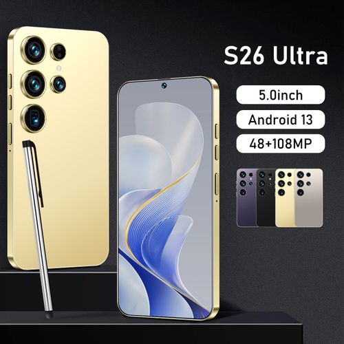 S26 Ultra Smartphone, 4GB RAM + 64GB ROM, 6.75 Inch HD Display, 4500mAh Large Battery, Dual SIM 4G, Android System, Face Unlock, Rear Camera, Lightweight & Durable, Universal Mobile Phone for Daily Use (Black)😀😀😀