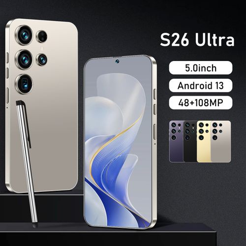 S26 Ultra Smartphone, 4GB RAM + 64GB ROM, 6.75 Inch HD Display, 4500mAh Large Battery, Dual SIM 4G, Android System, Face Unlock, Rear Camera, Lightweight & Durable, Universal Mobile Phone for Daily Use (Black)😀😀😀