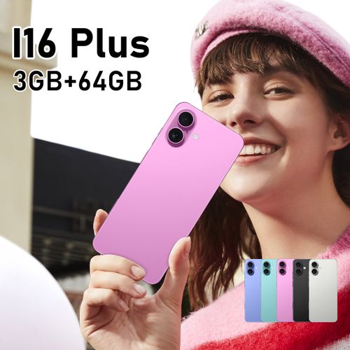 I16 Plus Smartphone, AG Frosted Glass Back, MTK6739 Quad-Core, 6.56 Incell Punch-Hole Display, 3+64GB, 4000mAh, Dual SIM + TF Card, Pink