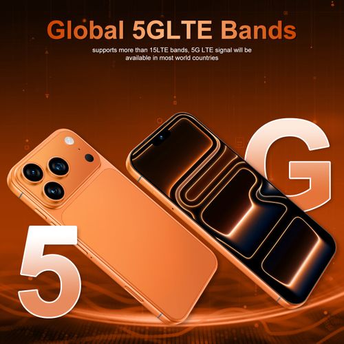 I17 Pro Max Smartphone, MTK6763 Octa-Core CPU, 4GB RAM + 64GB ROM, 6.56 Inch Incell Dynamic Island Design Display, Dual SIM 4G, Face Unlock, Rear Camera, Lightweight & Durable, Universal Mobile Phone for Daily Use (Orange)