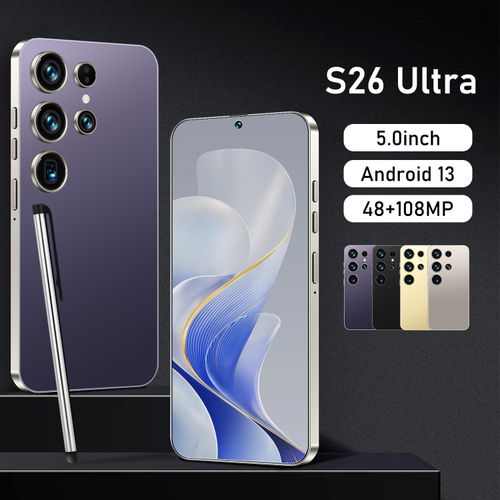S26 Ultra Smartphone, 4GB RAM + 64GB ROM, 6.75 Inch HD Display, 4500mAh Large Battery, Dual SIM 4G, Android System, Face Unlock, Rear Camera, Lightweight & Durable, Universal Mobile Phone for Daily Use (Black)😀😀😀