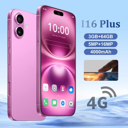 I16 Plus Smartphone, AG Frosted Glass Back, MTK6739 Quad-Core, 6.56 Incell Punch-Hole Display, 3+64GB, 4000mAh, Dual SIM + TF Card, Pink