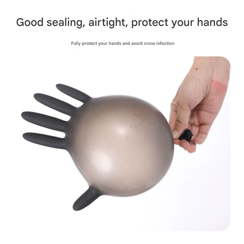 Disposable black thickened durable beauty catering household protective food grade gloves L size 100