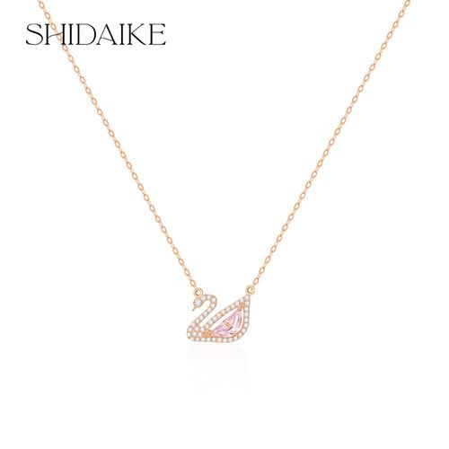 Swan Necklace Beating Heart Element Crystal Clavicle Necklace