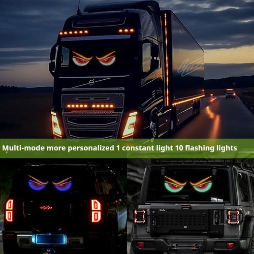 Car dynamic devil eye expression car sticker LED display truck car front and rear glass lights