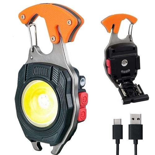 Multifunctional rechargeable strong light bottle opener screwdriver lighter keychain with COB outdoor work light