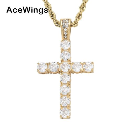 Hip-Hop Rhinestone Cross Pendant Necklace
