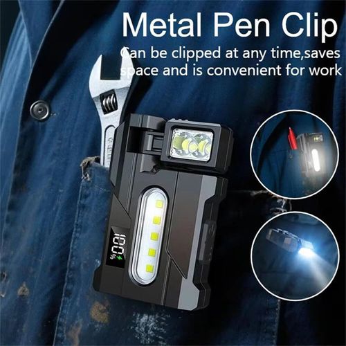 2-in-1 Rechargeable LED Flashlight Power Bank - Handheld Work Light with Digital Battery Display