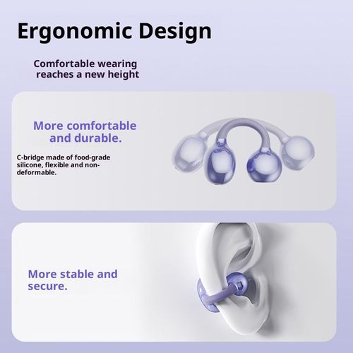 Open-Ear Wireless Earbuds C-Hook True Wireless HD Call 3D Sound Metallic Charging Case Noise-Canceling Earphones