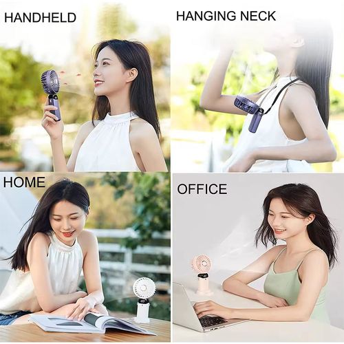ICE Wind 3-in-1 Portable Fan - Handheld/Desktop/Halter Rechargeable Fan 5-Speed Cooling LED Display