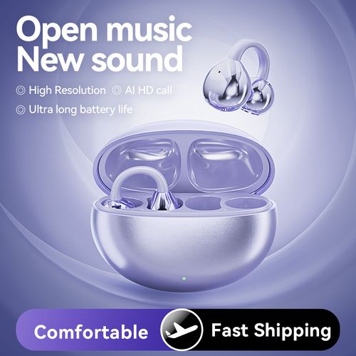 2025 Purple Water Drop Hook Bluetooth Earbuds - Sports Wireless TWS Headphones HiFi Sound Comfort Fit