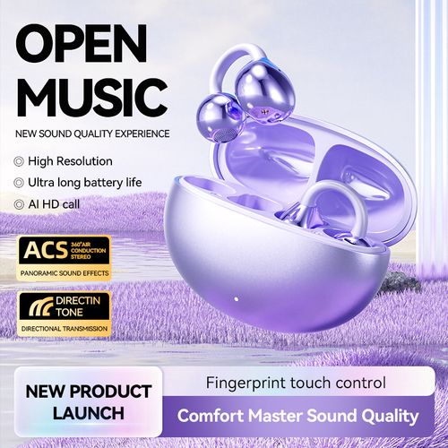 2025 Purple Water Drop Hook Bluetooth Earbuds - Sports Wireless TWS Headphones HiFi Sound Comfort Fit