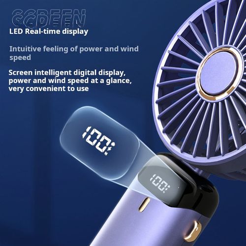 ICE Wind 3-in-1 Portable Fan - Handheld/Desktop/Halter Rechargeable Fan 5-Speed Cooling LED Display