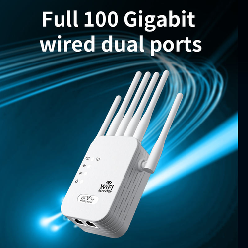 300M Dual Band WiFi Repeater, 6-Antenna Wall-Penetrating Extender