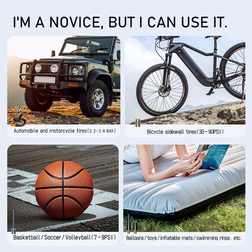 Portable Tire Inflator with Digital Pressure Gauge - Rechargeable Air Compressor Accurate Tire Pressure Measurement