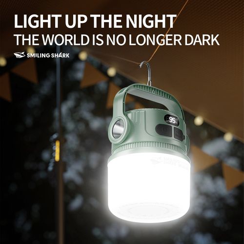 Smiling Shark Solar-Powered Portable Power Bank - LED Flashlight Digital Display Outdoor Solar Charger