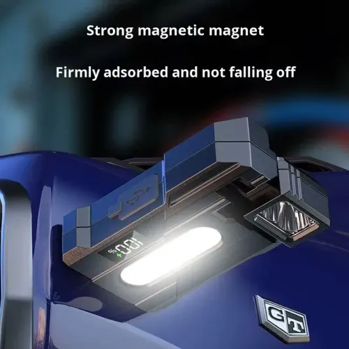 2-in-1 Rechargeable LED Flashlight Power Bank - Handheld Work Light with Digital Battery Display