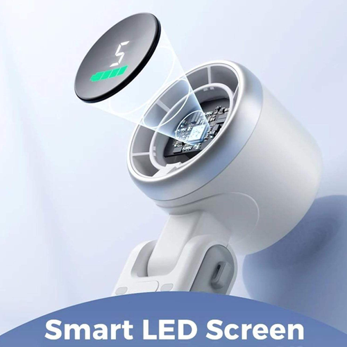 Portable Clip-On Fan with Power Bank - Rechargeable Handheld Fan LED Battery Display Foldable