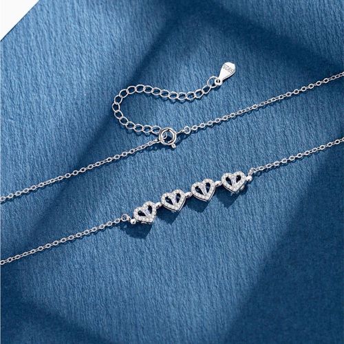 Transformable Four Leaf Clover Necklace | 2-in-1 Heart Clavicle Chain | Light Luxury Zircon Necklace for Women