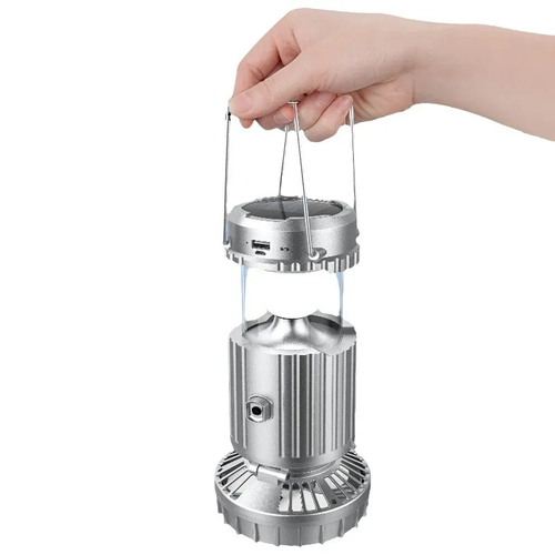 5-in-1 Solar Fan Lamp - Portable Camping Lantern Bluetooth Speaker Compass Power Bank Outdoor Multi-Tool