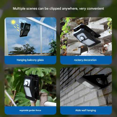 Solar-Powered Clip-On Motion Sensor LED Light - Wireless Outdoor Flood Light Zero Electricity Cost No Drilling