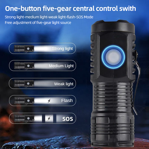 High-Power Rechargeable LED Tactical Flashlight - Bright Handheld Torch for Outdoor Camping Emergencies