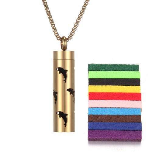 Stainless Steel Dolphin Hollow Pendant Necklace - Men's/Women's Cool Tube Shape Jewelry with Link Chain