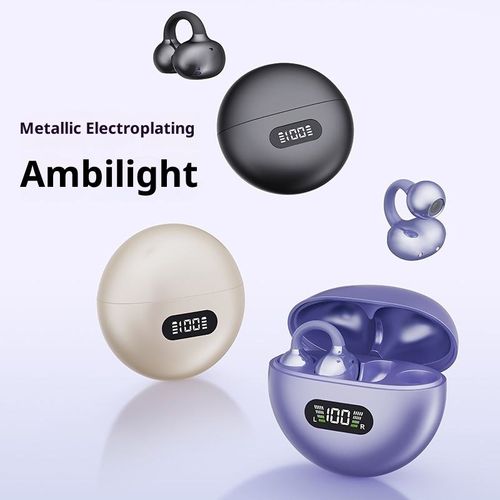 Open-Ear Wireless Earbuds C-Hook True Wireless HD Call 3D Sound Metallic Charging Case Noise-Canceling Earphones