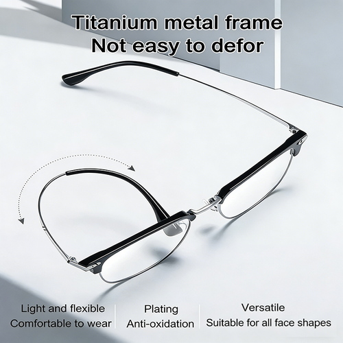 Men's HD Anti-Blue Light Reading Glasses, Pure Titanium Lightweight Business Eyewear