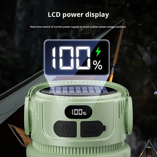 Smiling Shark Solar-Powered Portable Power Bank - LED Flashlight Digital Display Outdoor Solar Charger
