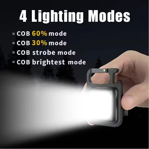 Hot Outdoor Portable Usb Rechargeable Mini Cob Keychain Work Light Hook With Magnet Aluminum Alloy Flashlight Led Camping Lamp