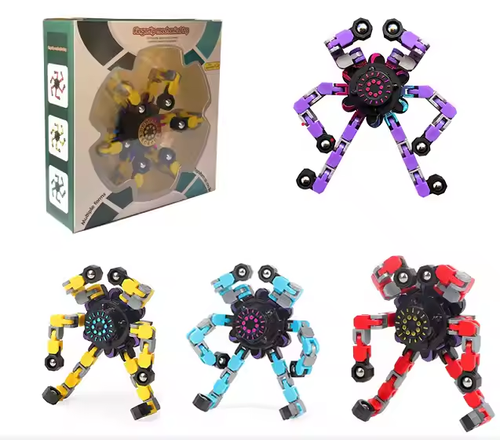 DIY Transformable Chain Robot Funny Sensory Fidget Toy Robot Spider Transformable Fingertip Spinner
