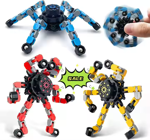 DIY Transformable Chain Robot Funny Sensory Fidget Toy Robot Spider Transformable Fingertip Spinner