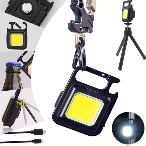 Hot Outdoor Portable Usb Rechargeable Mini Cob Keychain Work Light Hook With Magnet Aluminum Alloy Flashlight Led Camping Lamp