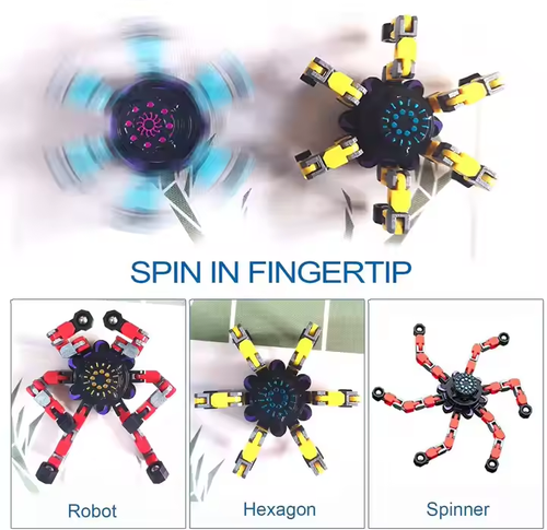 DIY Transformable Chain Robot Funny Sensory Fidget Toy Robot Spider Transformable Fingertip Spinner
