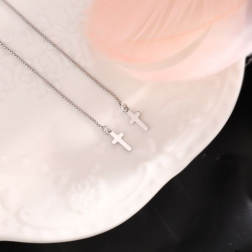 Silver Chris Cross Chain Threader Earrings