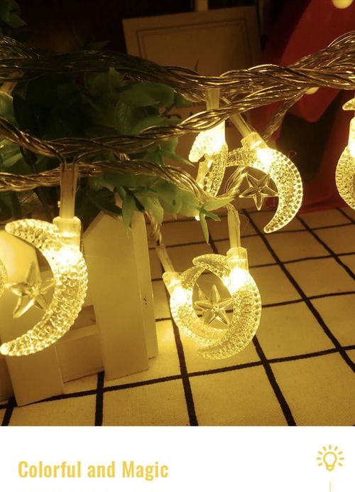 Solar lamp string LED Star-moon Ramadan curtain lamp string waterproof I solar fairy lamp wedding decoration