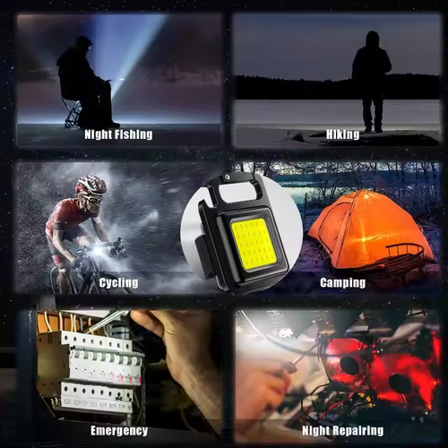 Hot Outdoor Portable Usb Rechargeable Mini Cob Keychain Work Light Hook With Magnet Aluminum Alloy Flashlight Led Camping Lamp