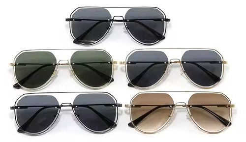 Fashionable Gradient Color Oversized Eyewear Designer Metal Sunglasses Shade Driving Metal Steampunk Sun Glasses Oculos De Sol