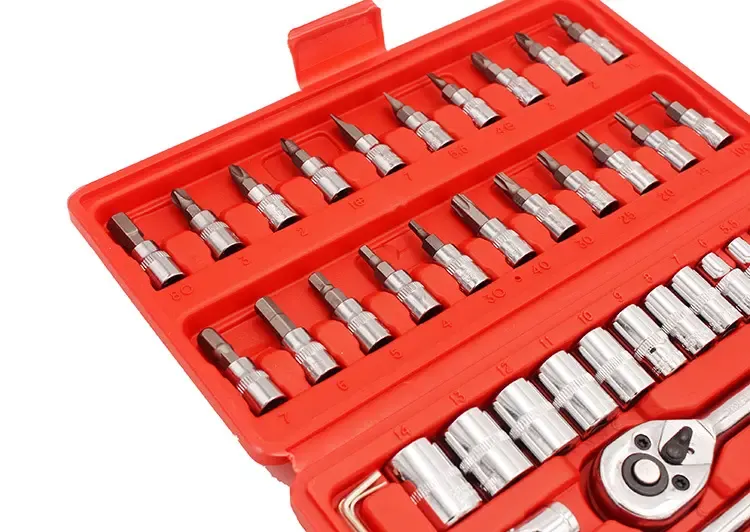 46-piece Auto Repair Tool Set Household Ratchet Wrench Sleeve Socket Screwdriver Tool Box