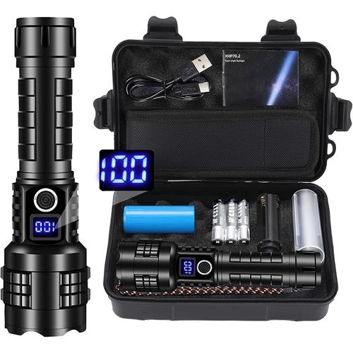 K Kasonic Rechargeable LED Flashlight, USB Portable Flashlight with Zoom, 3000mAh Emergency Flashlight, Camping Flashlight Ideal for Hiking and Dog Walking Energy Class A+++