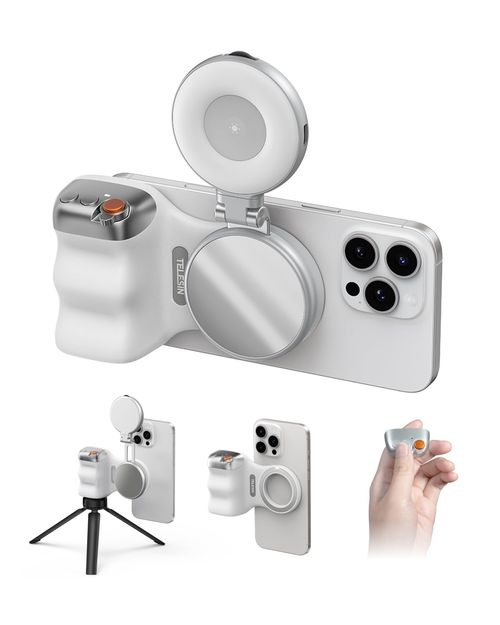 TELESIN Fun Shot Magnetic Phone Camera DSLR Style Shutter Grip for iPhone Android with Detachable Wireless Shutter Button  - Comfort Ergonomic Camera Grip Handle Holder
