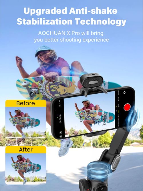 Gimbal Stabilizer for iPhone Phone Stabilizer with Detachable Remote Control, 3-Axis Phone Gimbal for Android & iPhone 16 15 Pro Max, Portable Foldable Ideal for Travel Vlogging