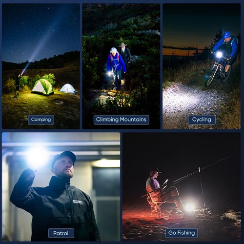 K Kasonic Rechargeable LED Flashlight, USB Portable Flashlight with Zoom, 3000mAh Emergency Flashlight, Camping Flashlight Ideal for Hiking and Dog Walking Energy Class A+++