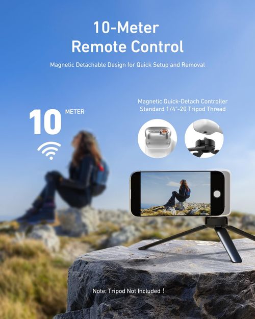 TELESIN Fun Shot Magnetic Phone Camera DSLR Style Shutter Grip for iPhone Android with Detachable Wireless Shutter Button  - Comfort Ergonomic Camera Grip Handle Holder